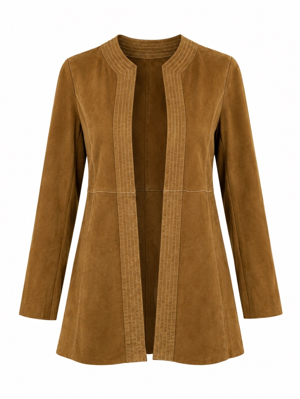 VTG Italian Vera Pelle Suede Leather Jacket Women Sz 4 Open Front Minimalist Y2K